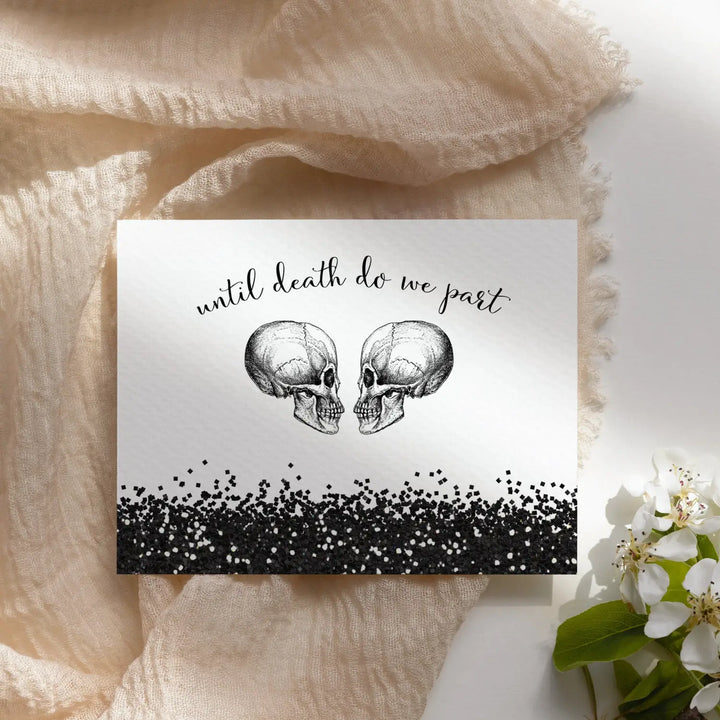 Chic Glam Skull Gothic Thank You Cards - 20-Pack, Black & White Design for Edgy Weddings & Events