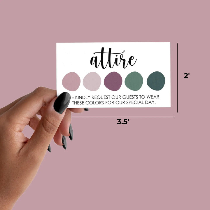 The huntress wedding color cards - custom dress code guides - sets of 100 - invitation - easy party planning (copy)