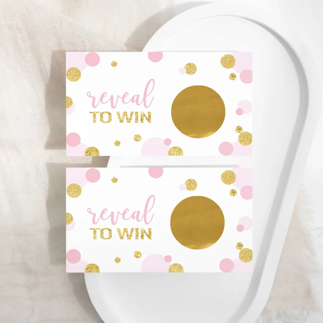 Pink & Gold Elegance Scratch-Off Game Cards (28 Pack) - Chic for Wedding, Baby Showers, Graduation, Retirement