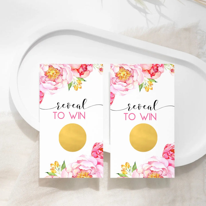 Garden party cottage floral scratch-off games (28 pack) - pink & gold wedding girls baby shower raffle tickets