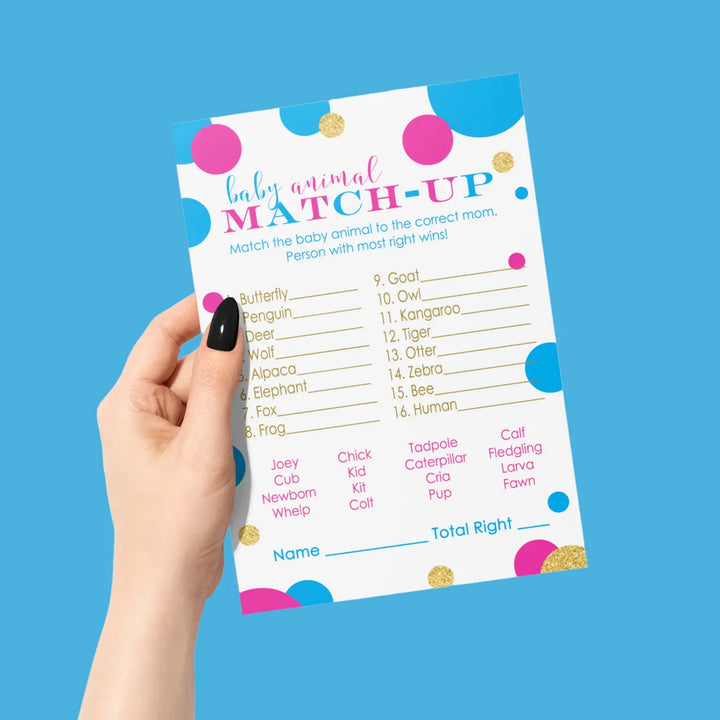 Gender Reveal Animal Matching Game Cards (25 Pack)