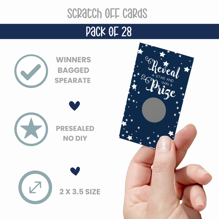 Navy Star Scratch Off Game Cards (28 Pack) Showers, Graduation, or Retirement - Paper Clever Party