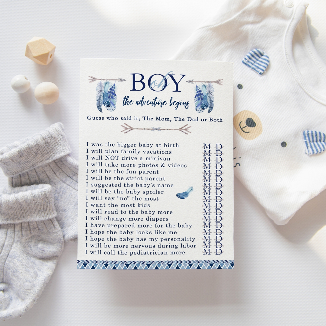 Adventure Begins Baby Shower Game 25 Guest Pack - Paper Clever Party