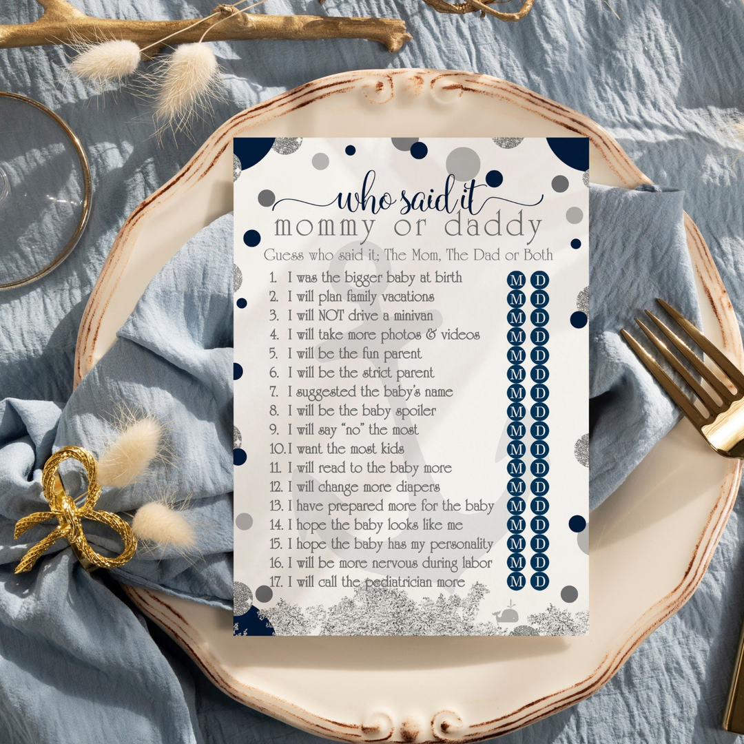 Nautical Mommy or Daddy Baby Shower Game - Paper Clever Party