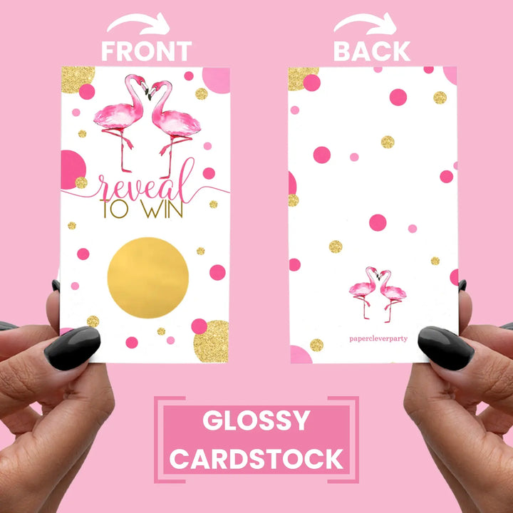 Scratch Off Raffle Cards - 30 Pack - Fun Bridal Shower Games Ideas for Wedding Activities, Lottery Tickets or Door Prizes, Flamingo Themes Pink and Gold