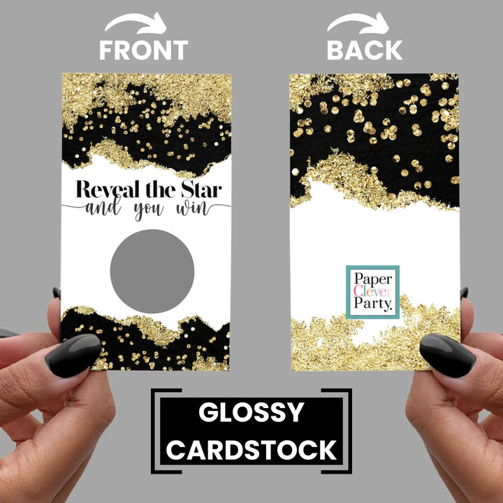 Black and Gold Elegant Scratch Off Games for Bridal Shower, All Occasions (30 Pack) - Raffle Ticket Ideas, Party Favors