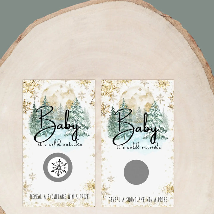 Winter Wonderland Baby Shower Games for Girls or Boys - 30 Cards - Fun Scratch Off Game Guest Activities to Win Prizes, Rustic Snowflake Party Theme Favors and Ideas