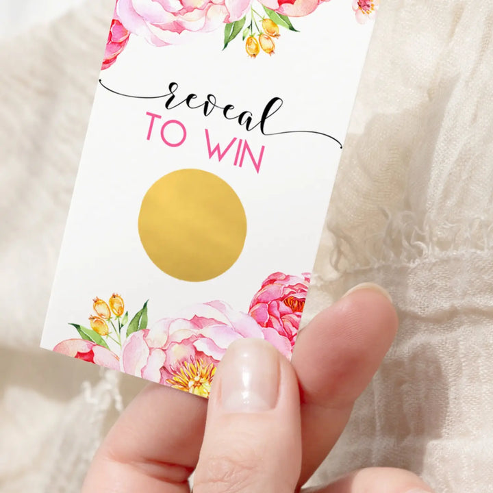 Garden party cottage floral scratch-off games (28 pack) - pink & gold wedding girls baby shower raffle tickets
