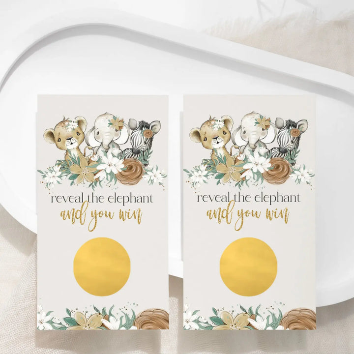 Baby shower games for girls - 30 cards - fun scratch off game guest activities reveal to win prizes adorable jungle