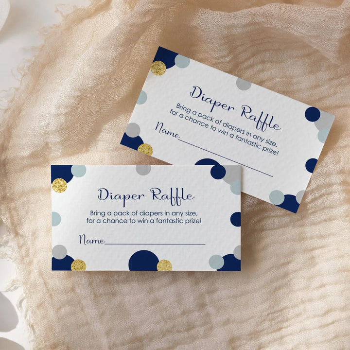 Paper clever party navy and gold diaper raffle tickets for baby shower games invitation insert cards 2x3.5 25 pack