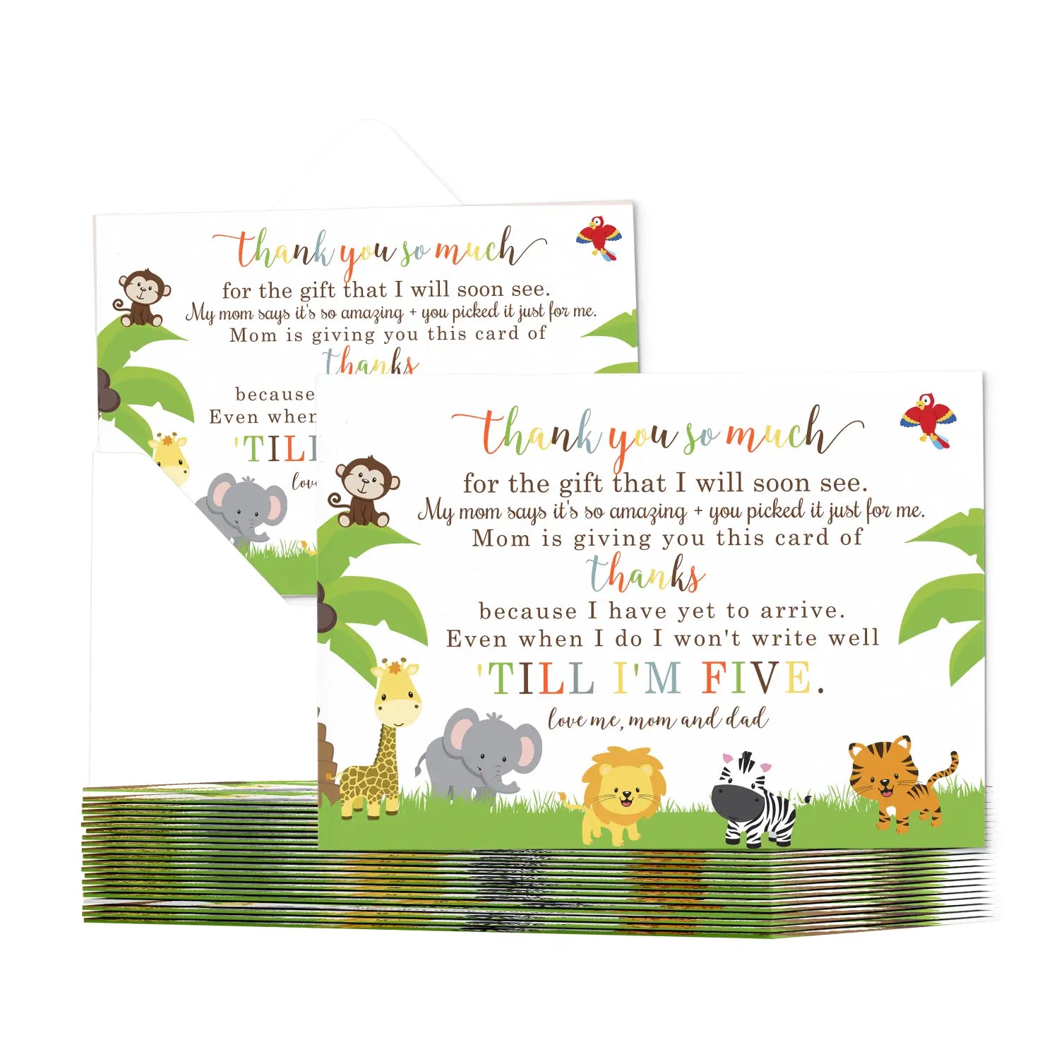 Cute jungle baby shower thank you cards – personalized notecards (pack of 25) - office product