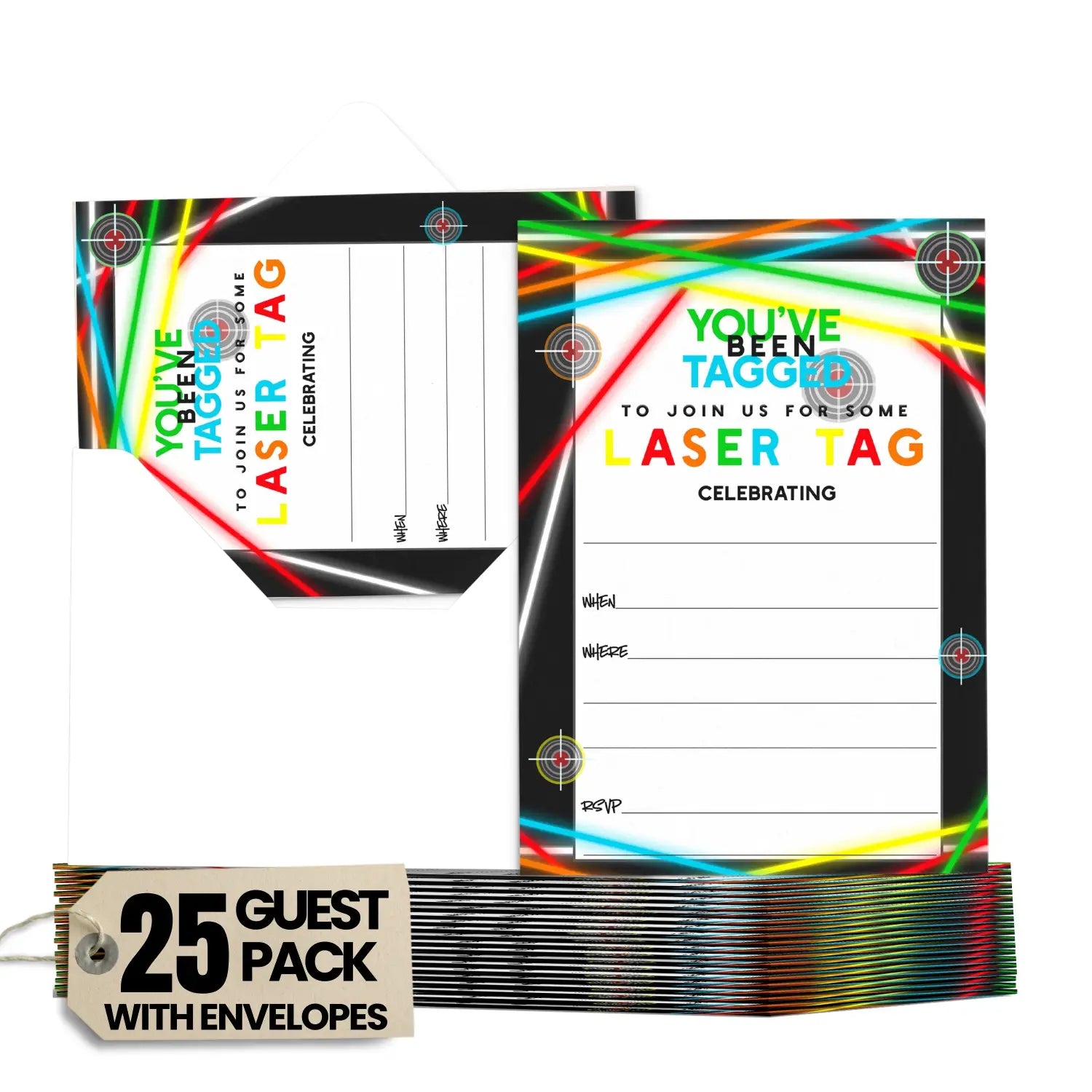 Laser tag party invitations with envelopes 25 pack 5x7 blank cards for all occasions - drugstore