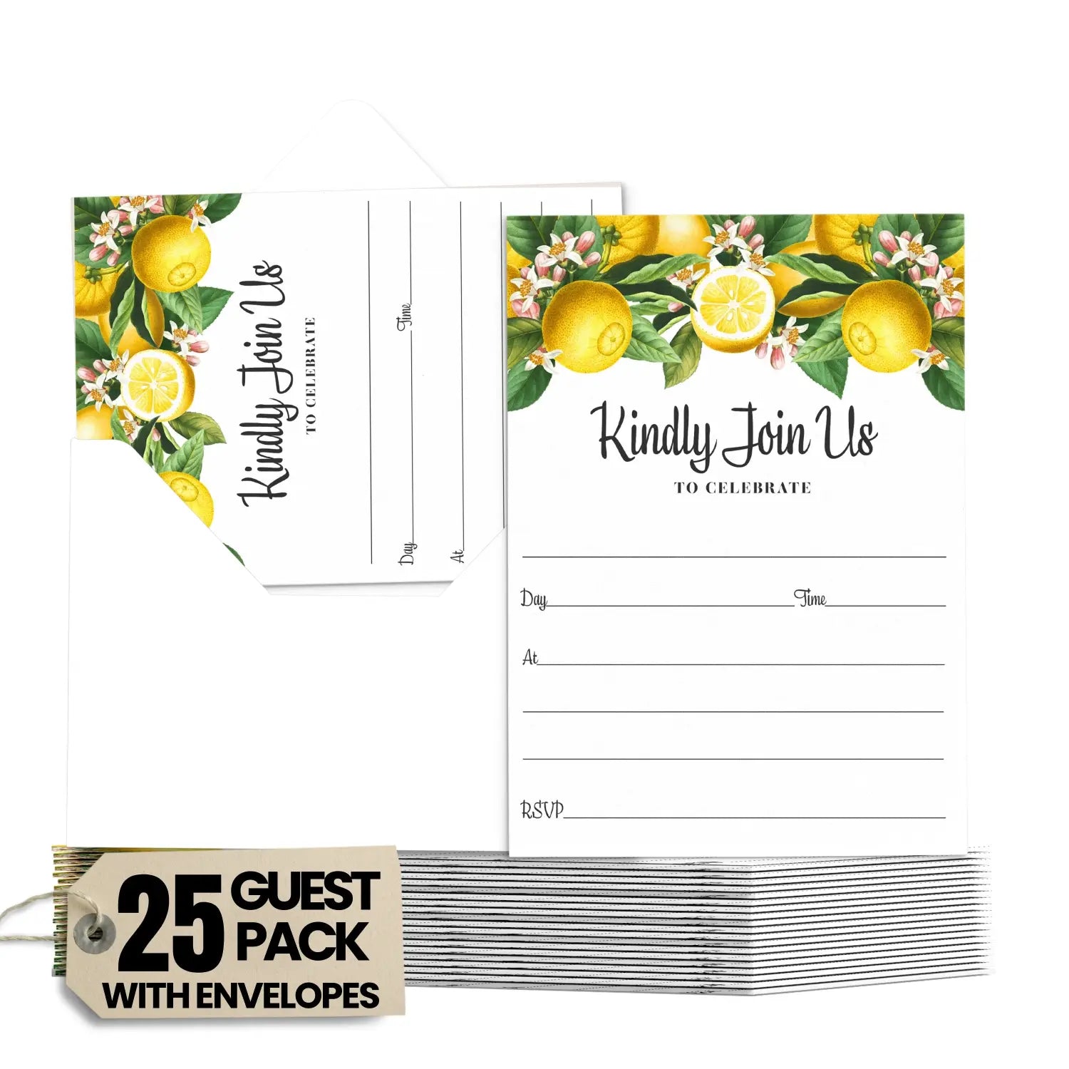 Lemon & greenery all-occasion invites - 25ct 5x7 - invitations