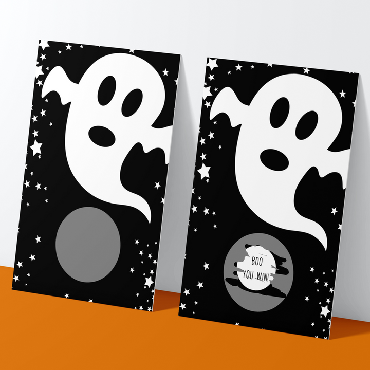 Ghost Scratch Off Cards Halloween Party Games, Pumpkin Baby Shower, Black and White Favors, 28 Pack - Paper Clever Party