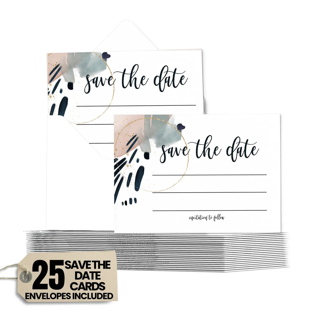 Contemporary Blue & Pink Save the Date Cards (25 Pack) - Modern Invitations for Memorable Events - 3.5x5