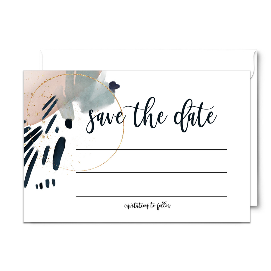 Contemporary Blue & Pink Save the Date Cards (25 Pack) - Modern Invitations for Memorable Events - 3.5x5 - Paper Clever Party