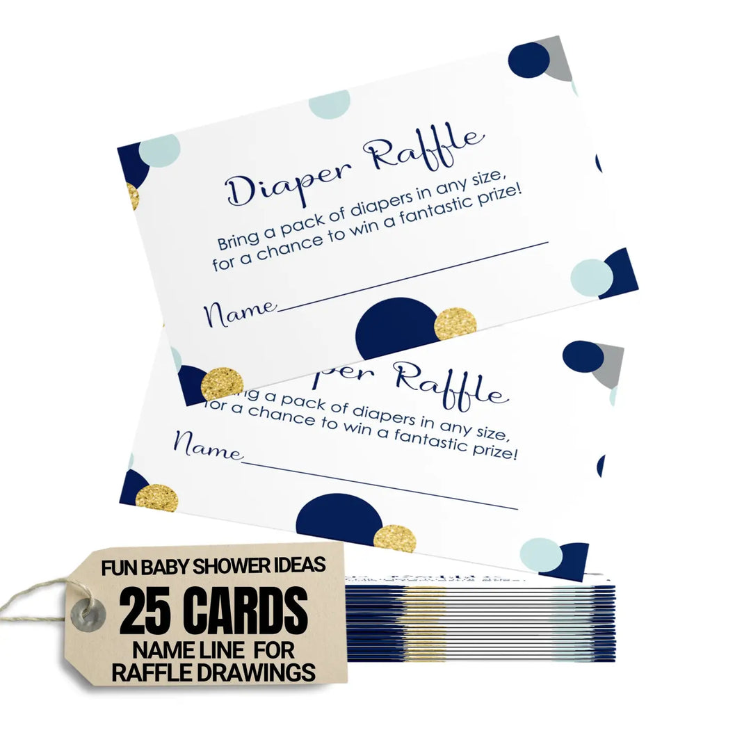Paper clever party navy and gold diaper raffle tickets for baby shower games invitation insert cards 2x3.5 25 pack