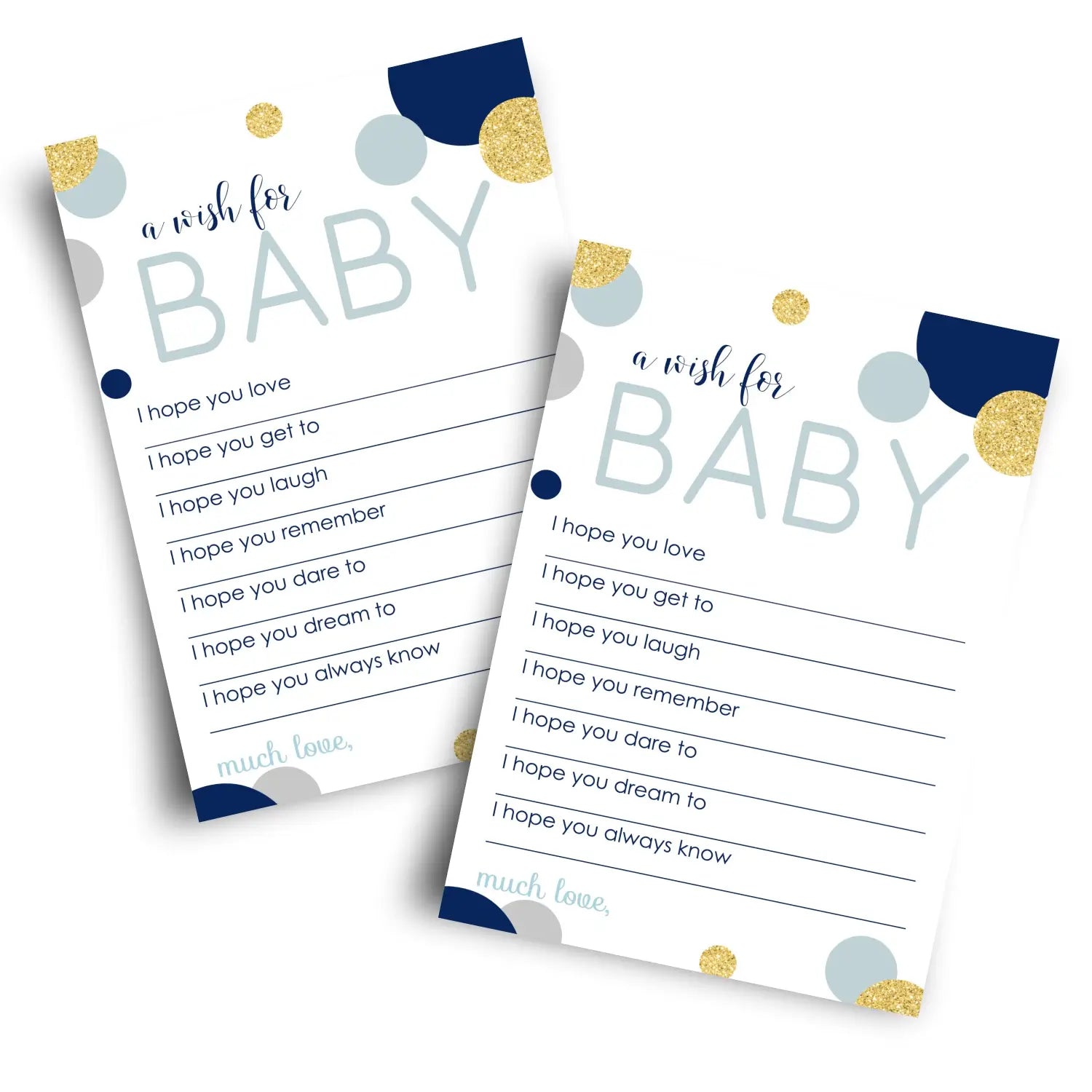 Navy & gold boy baby shower advice cards - 20-pack keepsake wishes 4x6 memory activity set - office product