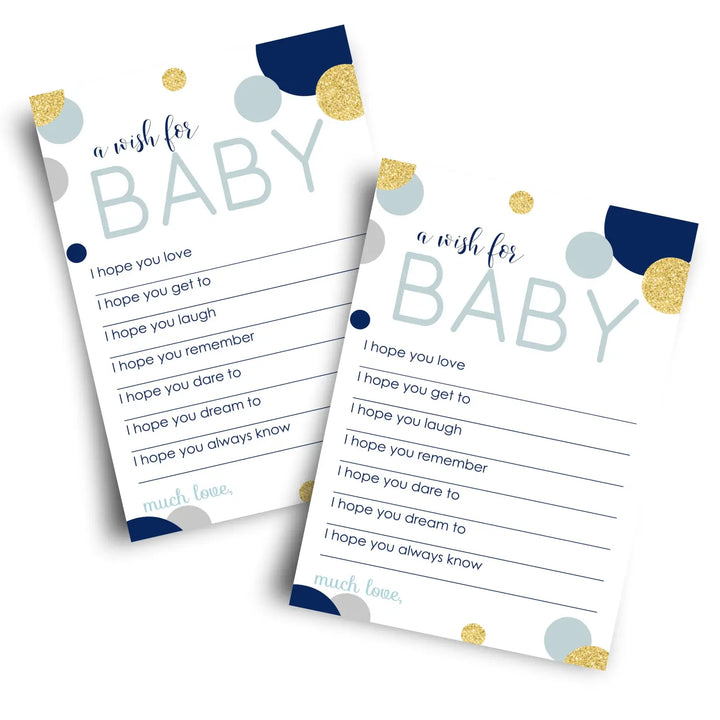 Navy & Gold Boy Baby Shower Advice Cards - 20-Pack Keepsake Wishes, 4x6 Memory Activity Set