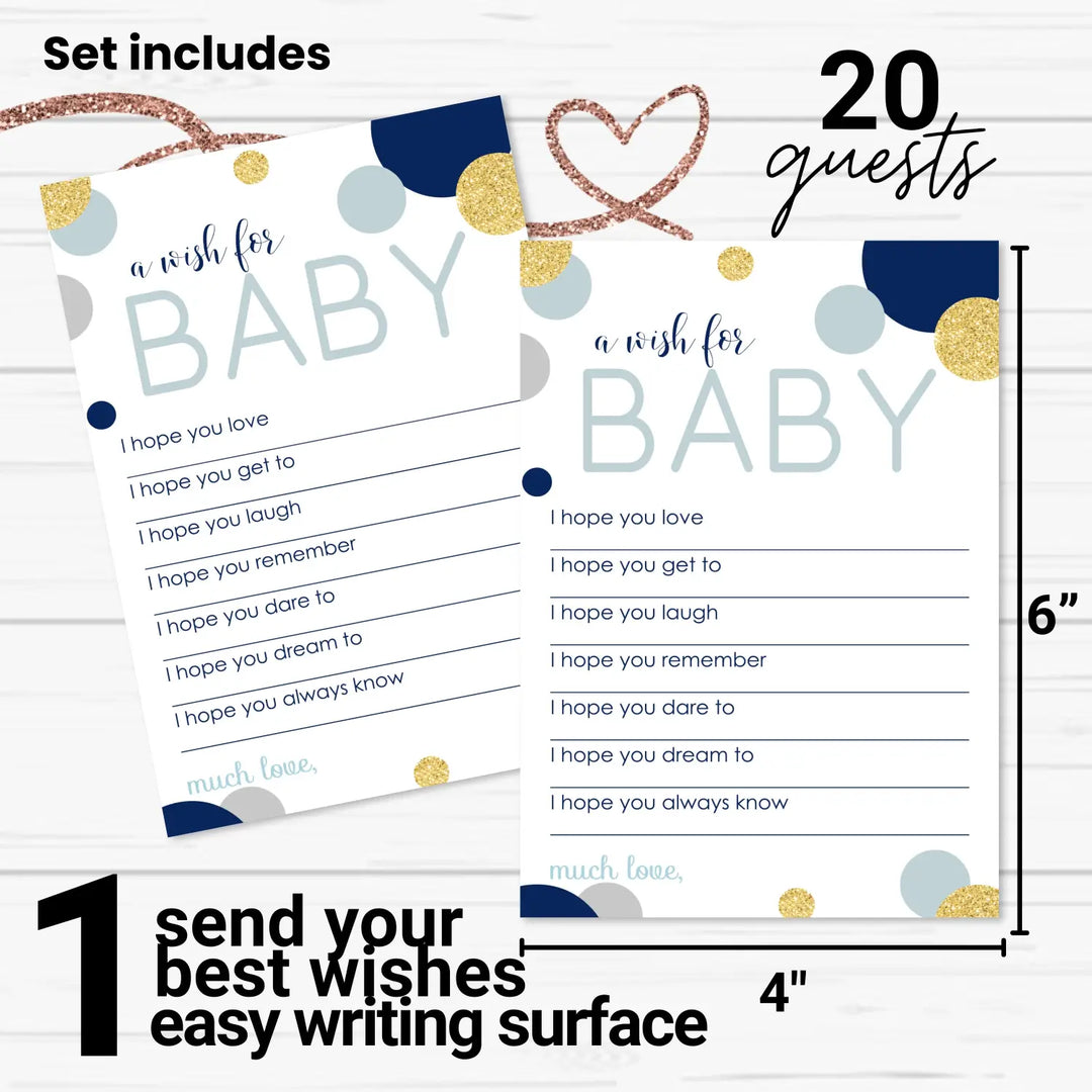 Navy & gold boy baby shower advice cards - 20-pack keepsake wishes 4x6 memory activity set - office product