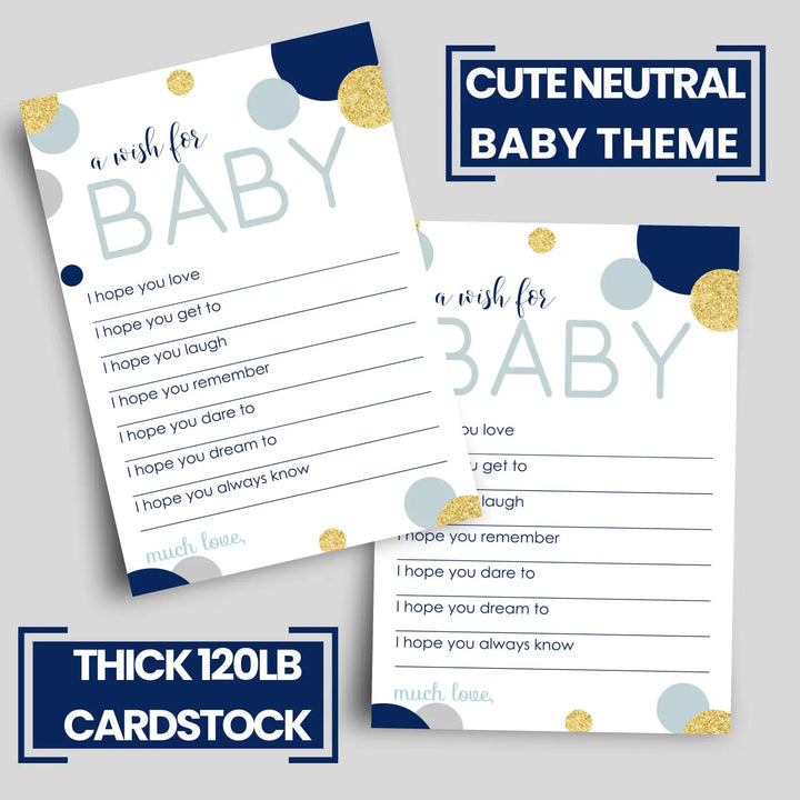 Navy & gold boy baby shower advice cards - 20-pack keepsake wishes 4x6 memory activity set - office product