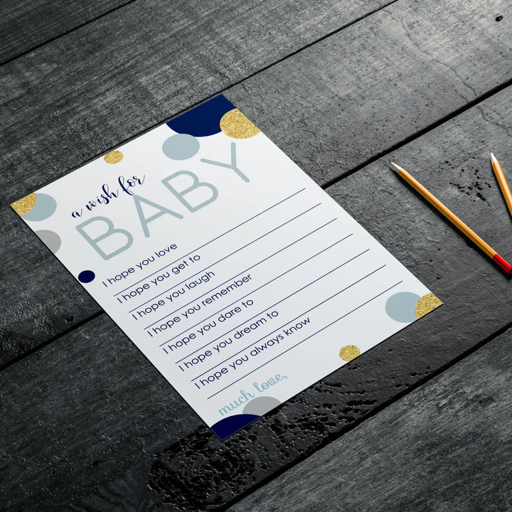 Navy & gold boy baby shower advice cards - 20-pack keepsake wishes 4x6 memory activity set - office product