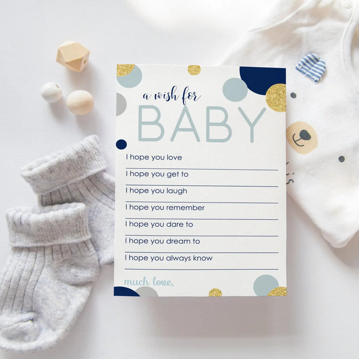 Navy & gold boy baby shower advice cards - 20-pack keepsake wishes 4x6 memory activity set - office product