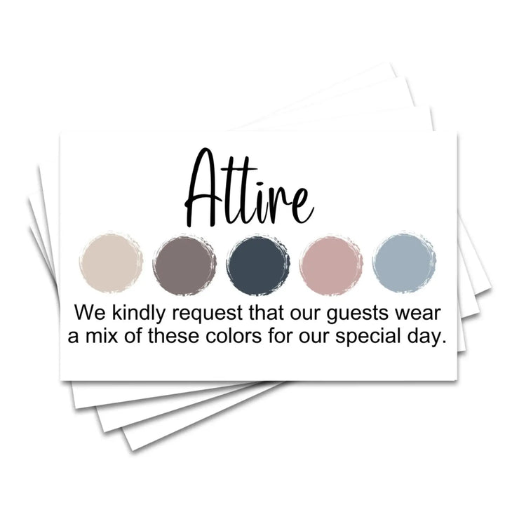 Navy Blue and Rose Wedding Color Cards & Dress Code Guides, 100 Count