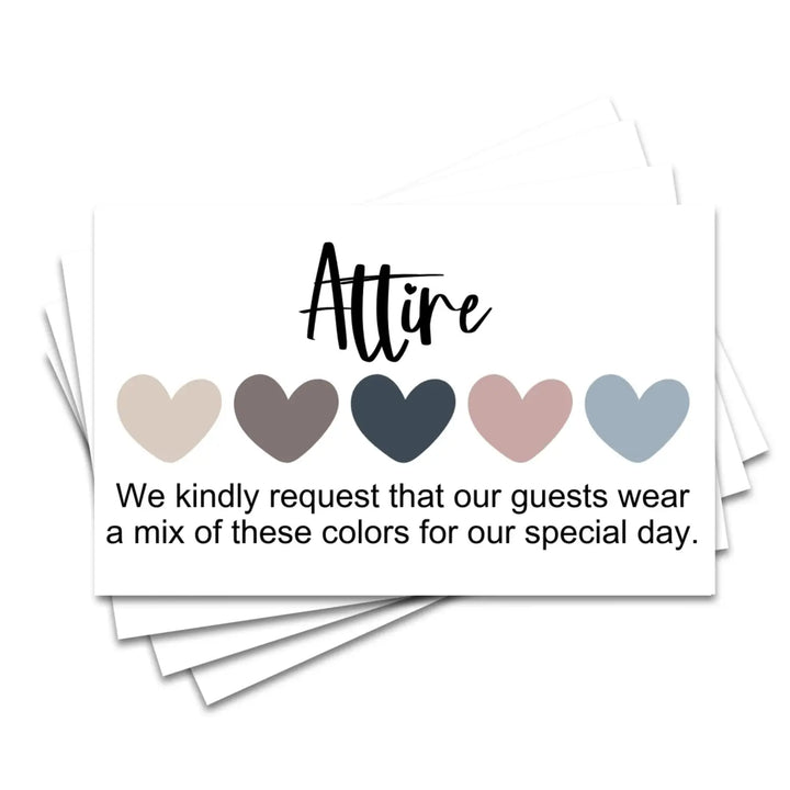 Navy Blue and Rose Wedding Color Cards & Dress Code Guides, 100 Count