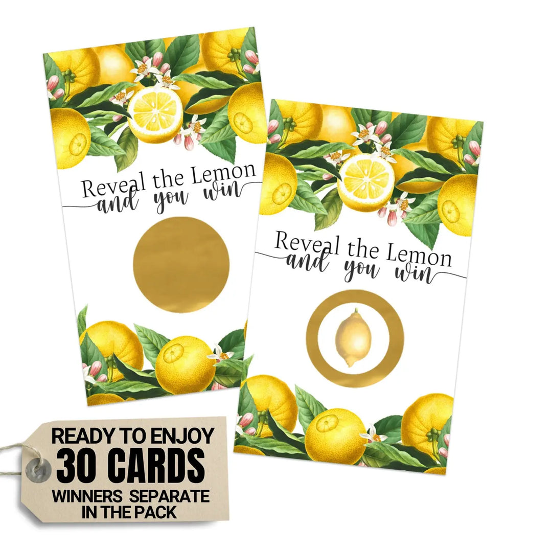 Lemon Bridal Shower Scratch Off Games - 30 Cards - Fun Wedding Shower Game or Engagement Party Ideas Boho Botanical, Found My Main Squeeze Themes