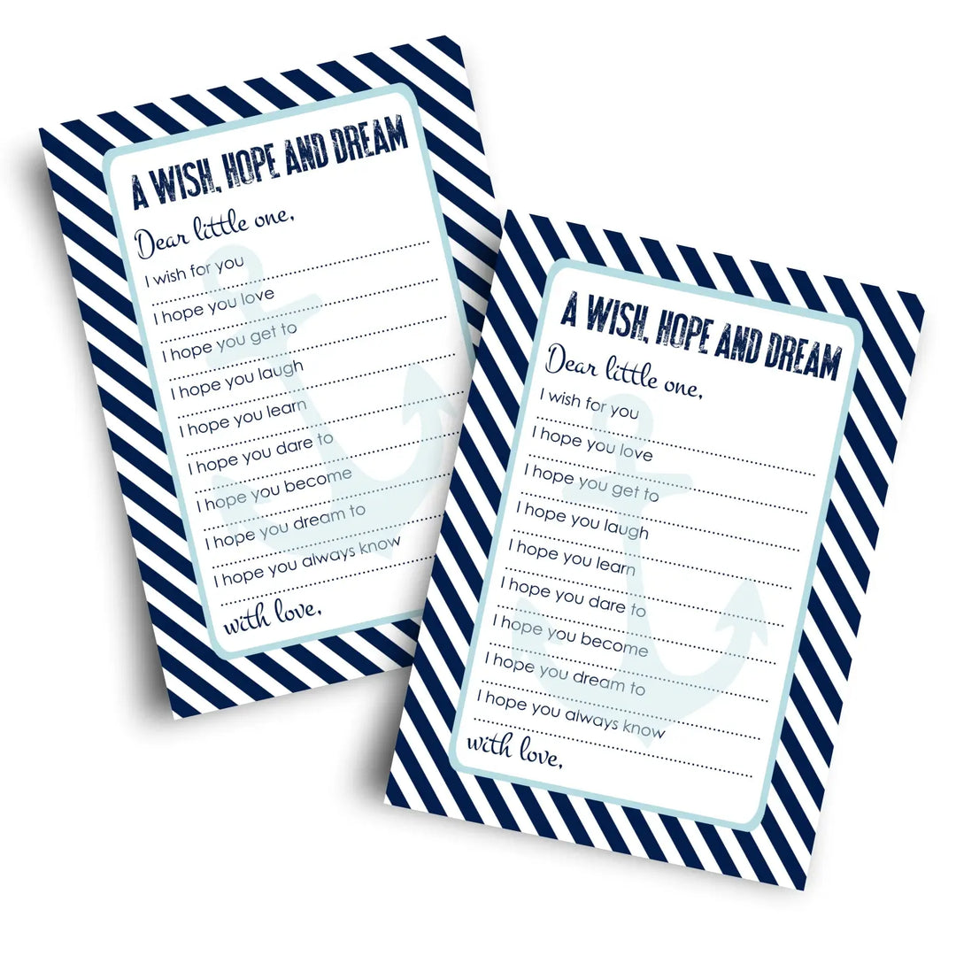 Nautical Boy Baby Shower Advice Cards - 20-Pack Keepsake Wishes, 4x6 Memory Activity Set