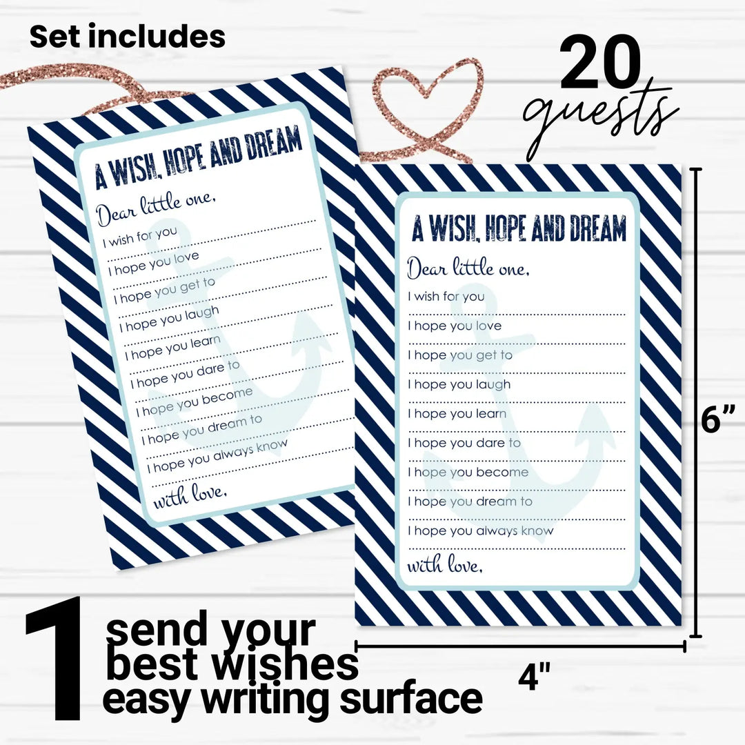 Nautical boy baby shower advice cards - 20-pack keepsake wishes 4x6 memory activity set - office product