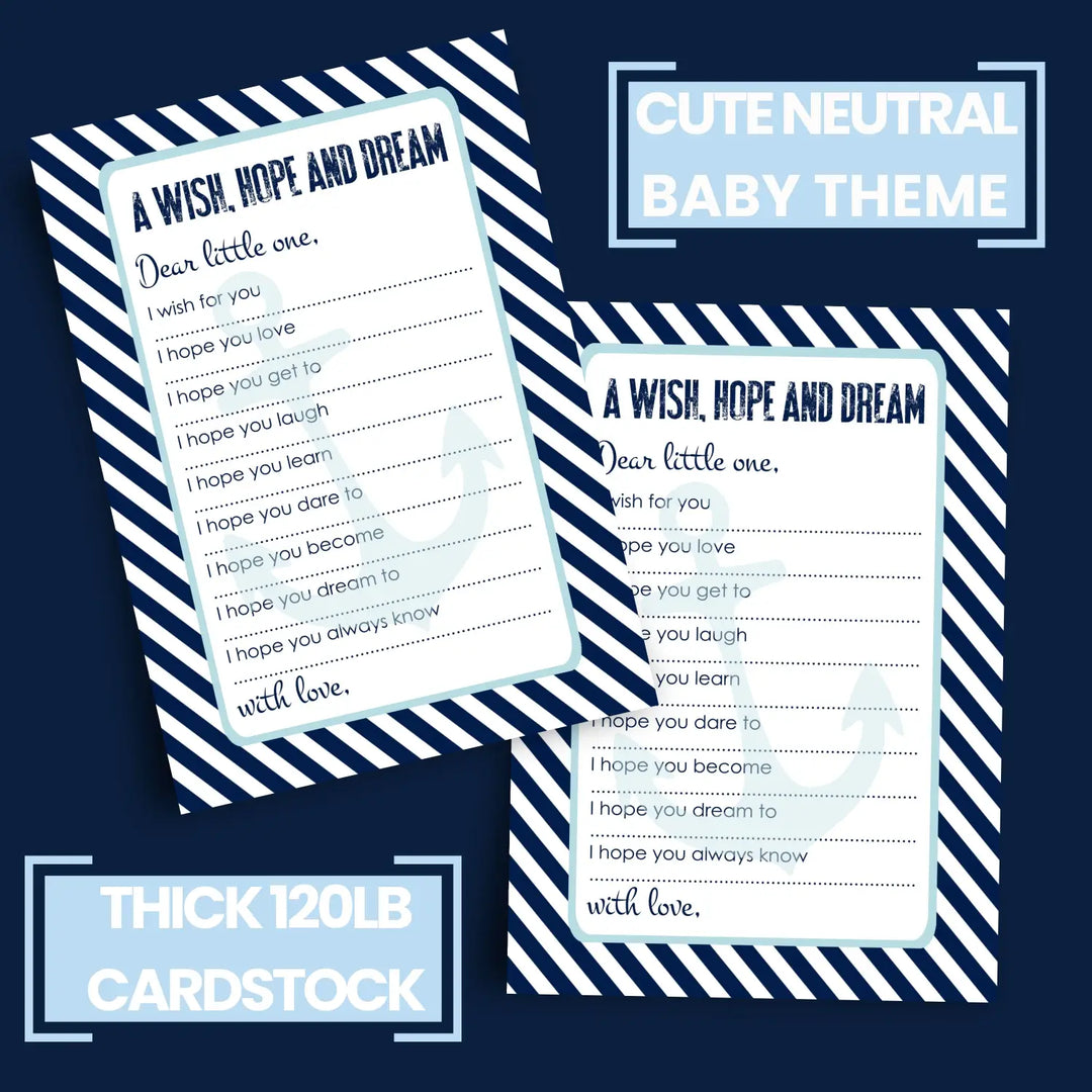 Nautical boy baby shower advice cards - 20-pack keepsake wishes 4x6 memory activity set - office product
