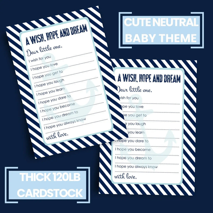 Nautical boy baby shower advice cards - 20-pack keepsake wishes 4x6 memory activity set - office product