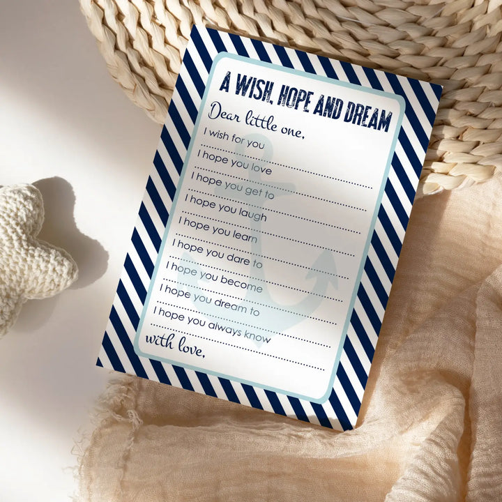 Nautical boy baby shower advice cards - 20-pack keepsake wishes 4x6 memory activity set - office product