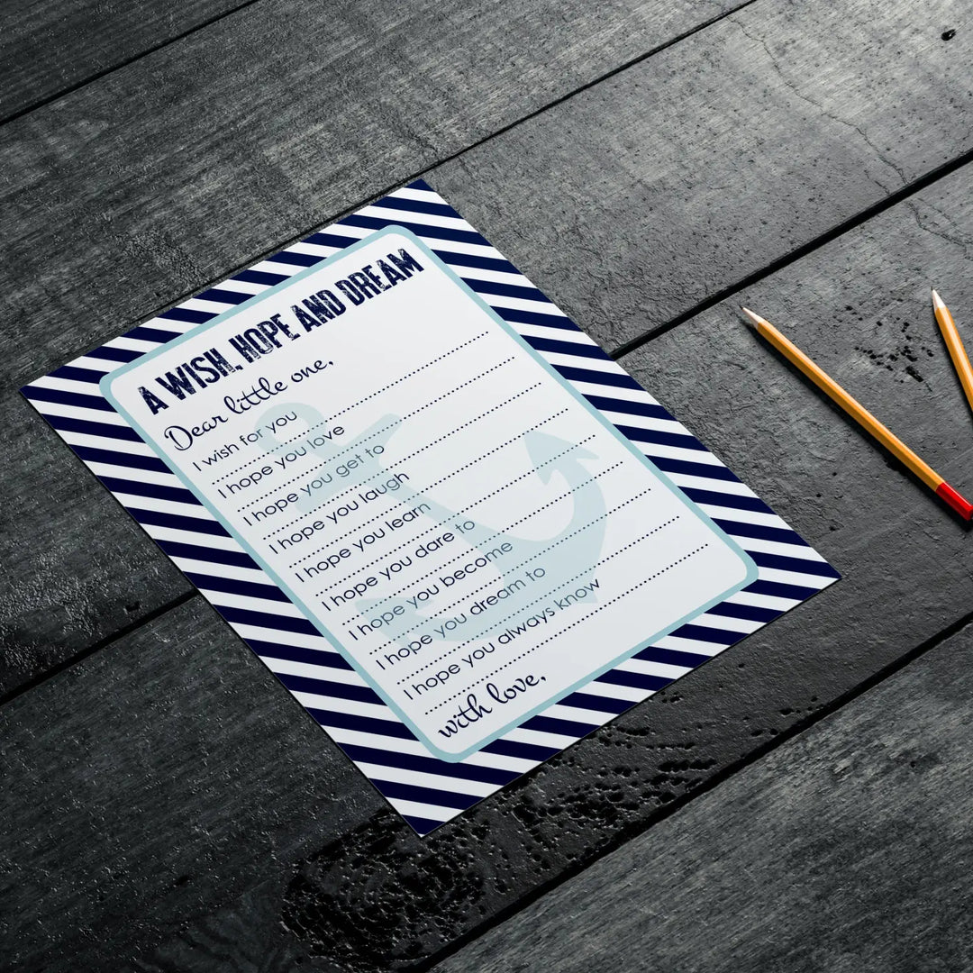 Nautical boy baby shower advice cards - 20-pack keepsake wishes 4x6 memory activity set - office product