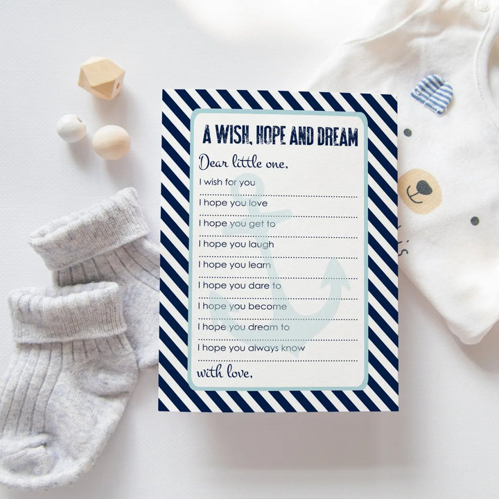 Nautical boy baby shower advice cards - 20-pack keepsake wishes 4x6 memory activity set - office product