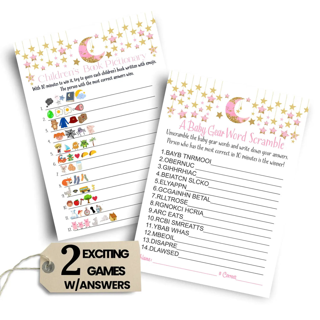 Twinkle Little Star Baby Shower Emoticon & Word Scramble Game Set, 5x7 Cards (25 ct)