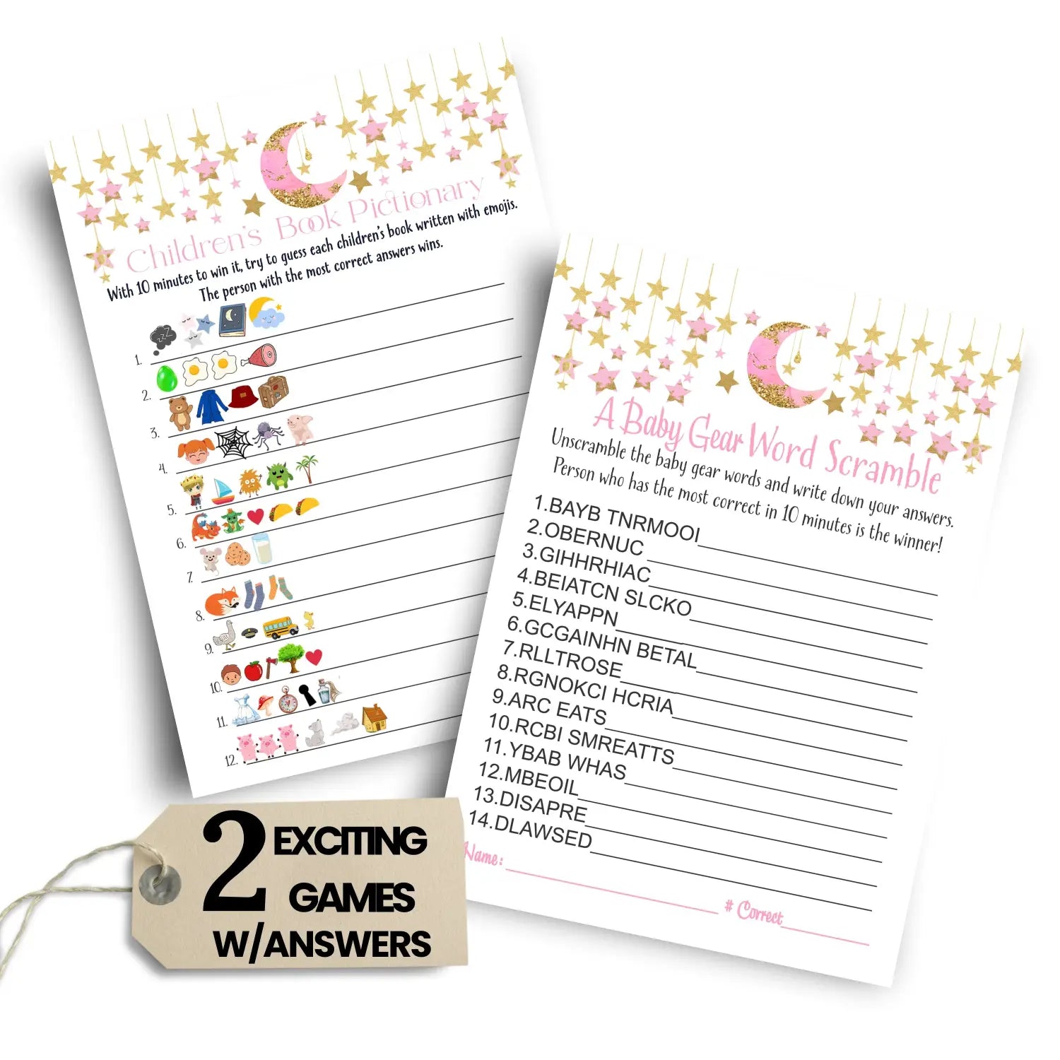 Twinkle little star baby shower emoticon & word scramble game set 5x7 cards (25 ct) - party games