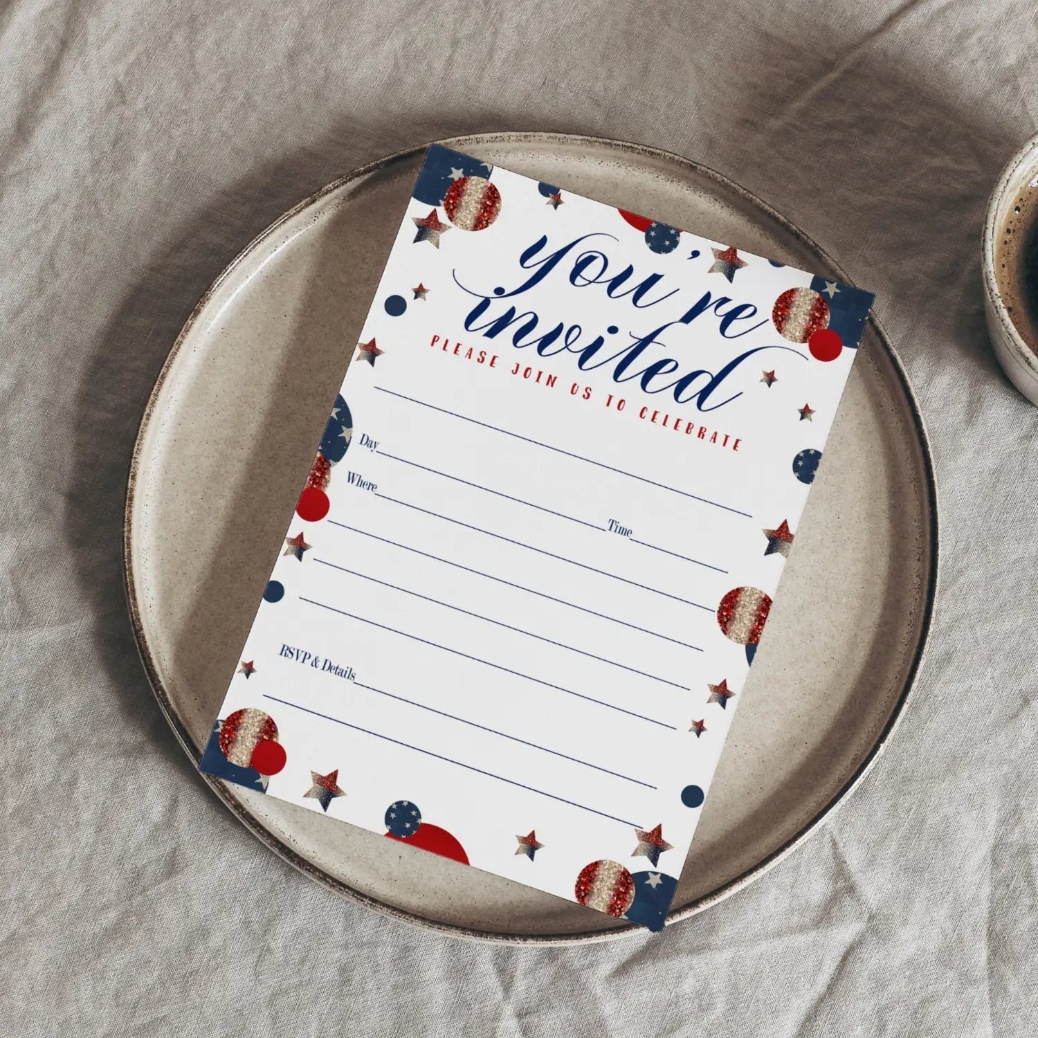 Festive stars invitations with envelopes 25 pack red and blue 5x7 blank cards for all occasions