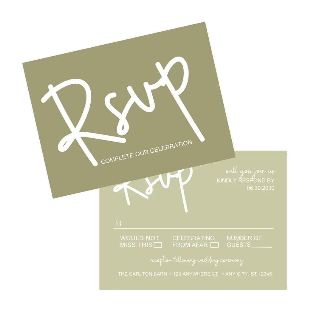 Personalized rsvp cards with envelopes - boho sunset theme minimalist design - invitations