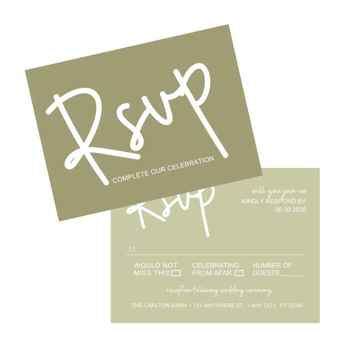 Personalized rsvp cards with envelopes - boho sunset theme minimalist design - invitations