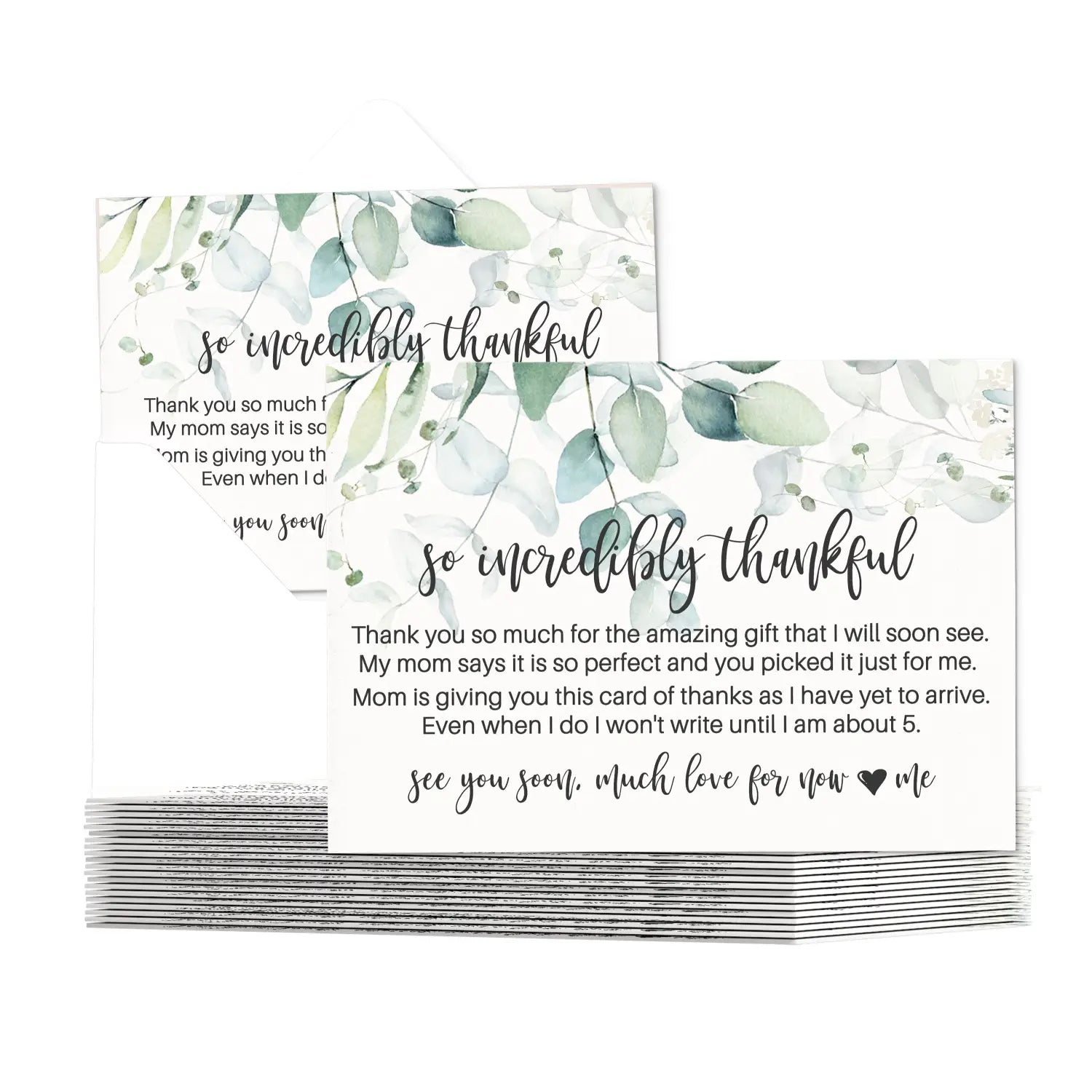 Greenery thank you cards for girls baby shower – personalized notecards (pack of 25) - office product
