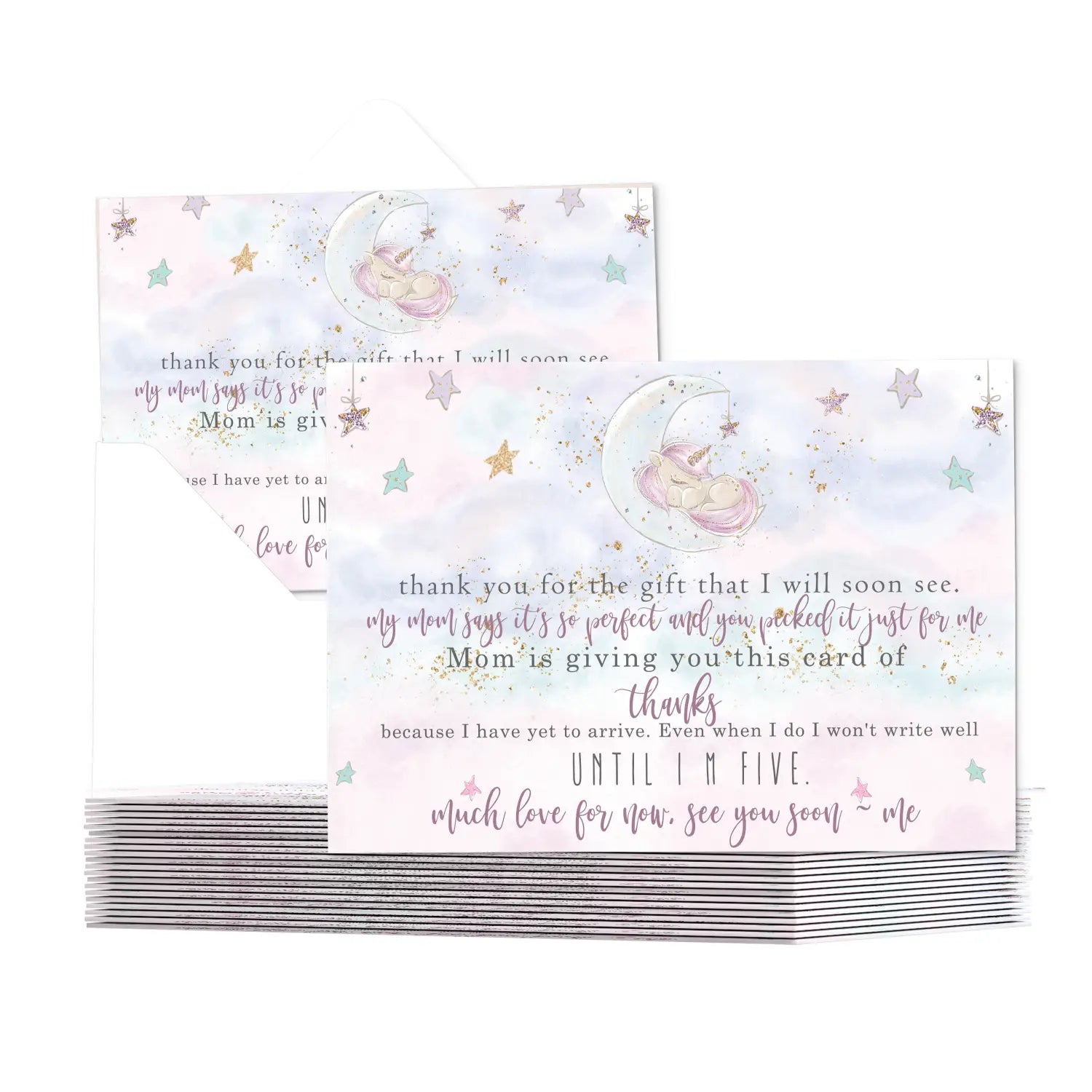 Unicorn thank you cards for baby girls – personalized notecards (pack of 25) - office product