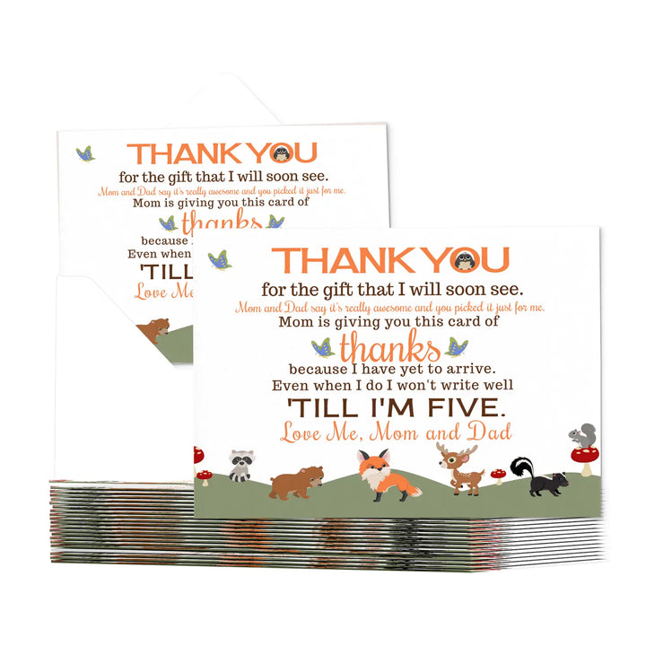 Woodland thank you cards for baby shower – gender neutral notecards (pack of 25) - office product