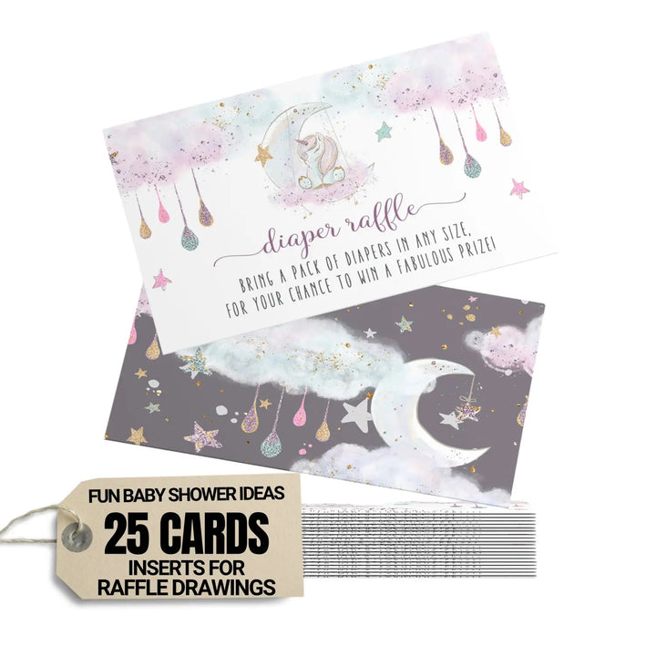 Unicorn Diaper Raffle Tickets Pink Baby Shower Games, 2x3.5, 25 Pack