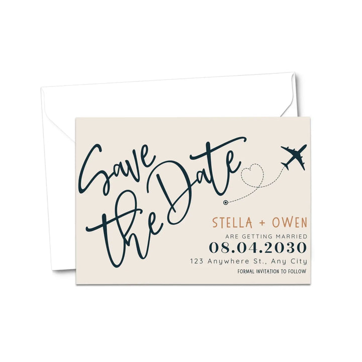 Custom Tuscan Sun, Tan, and Black Save the Date Cards - Personalized 4x6 Inch Invitations with Elegant Typography and White Envelopes - Perfect for Weddings, Birthdays, and Showers