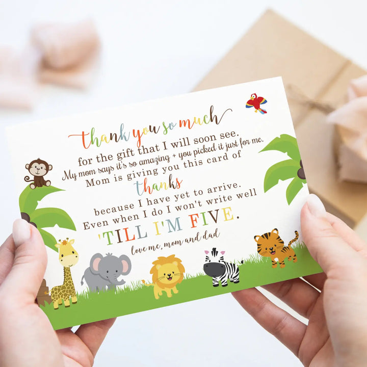 Cute Jungle Baby Shower Thank You Cards – Personalized Notecards (Pack of 25)