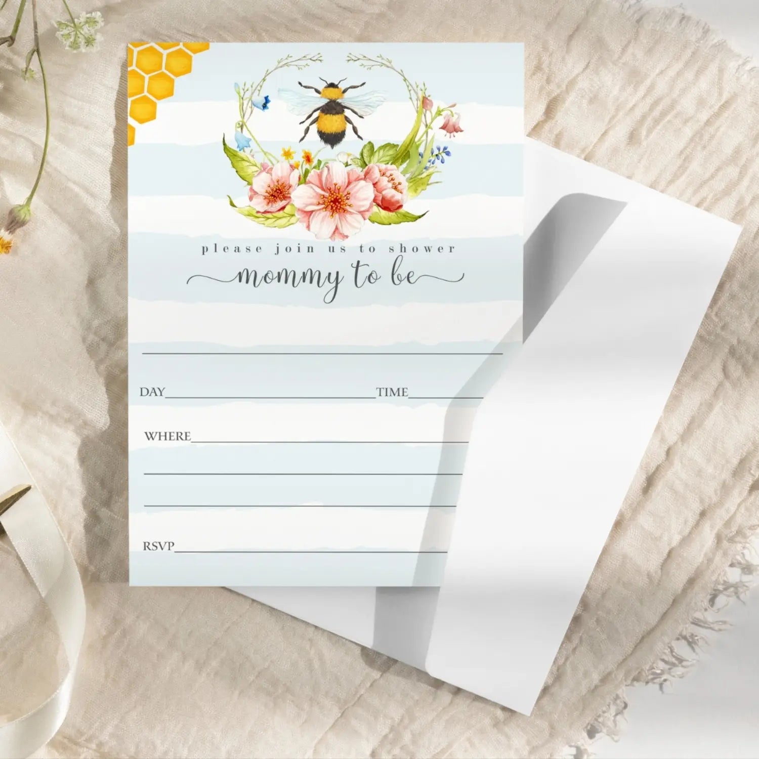 Mama bee baby shower invites - 25ct customizable 5x7 - invitations