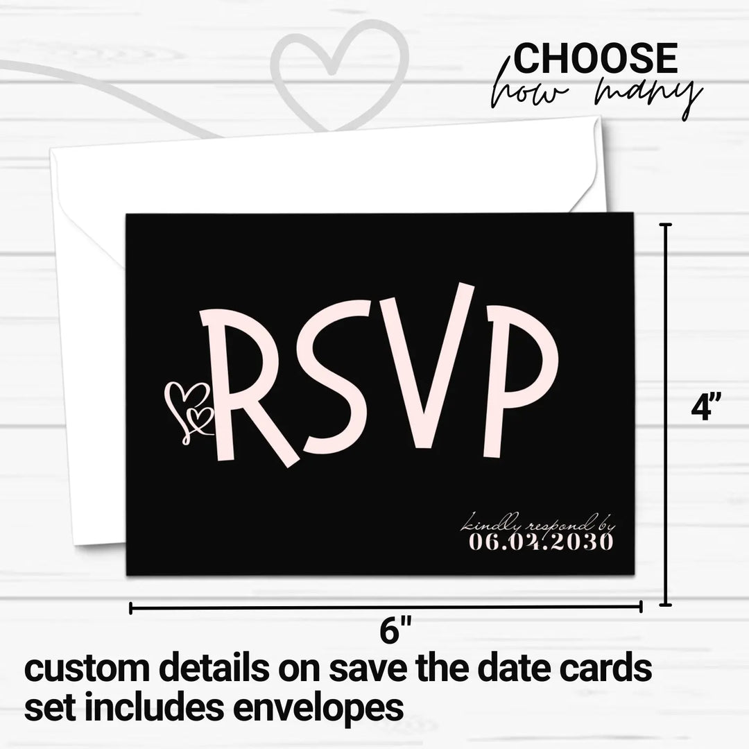 Custom Candy Pink RSVP Cards with Elegant Calligraphy - Premium Card Stock, 4x6 Inch Size